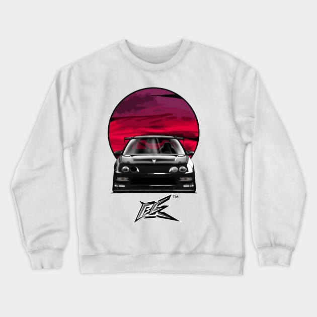 integra type r racecar lowered black Crewneck Sweatshirt by naquash